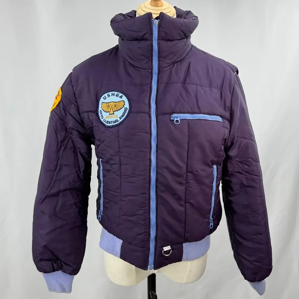 Vintage Levi's USHGA Hang‎ Gliding Puffer Jacket USA Plum Blue Youth 12